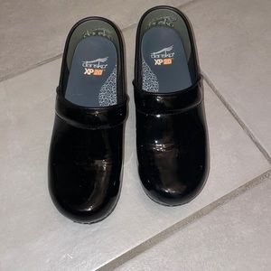 Dansko Black Patent Clogs